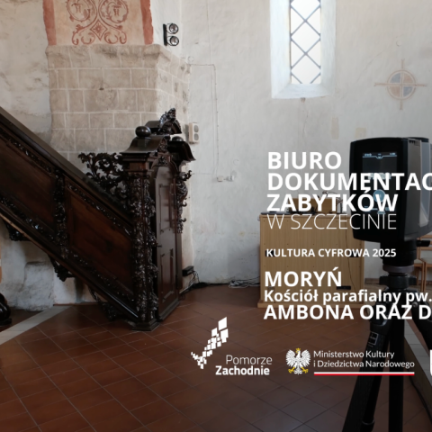 Powiększ obraz: BIURO DOKUMENTACJI ZABYTKÓW W SZCZECINIE.KULTURA CYFROWA 2025.MORYŃ Kościół parafialny pw.Świętego Ducha.AMBONA ORAZ DZWONY.Pomorze Zachodnie.Ministerstwo Kultury i Dziedzictwa Narodowego.INSTYTUCJA KULTURY SAMORZĄDU WOJEWÓDZTWA ZACHODNIOPOMORSKIEGO